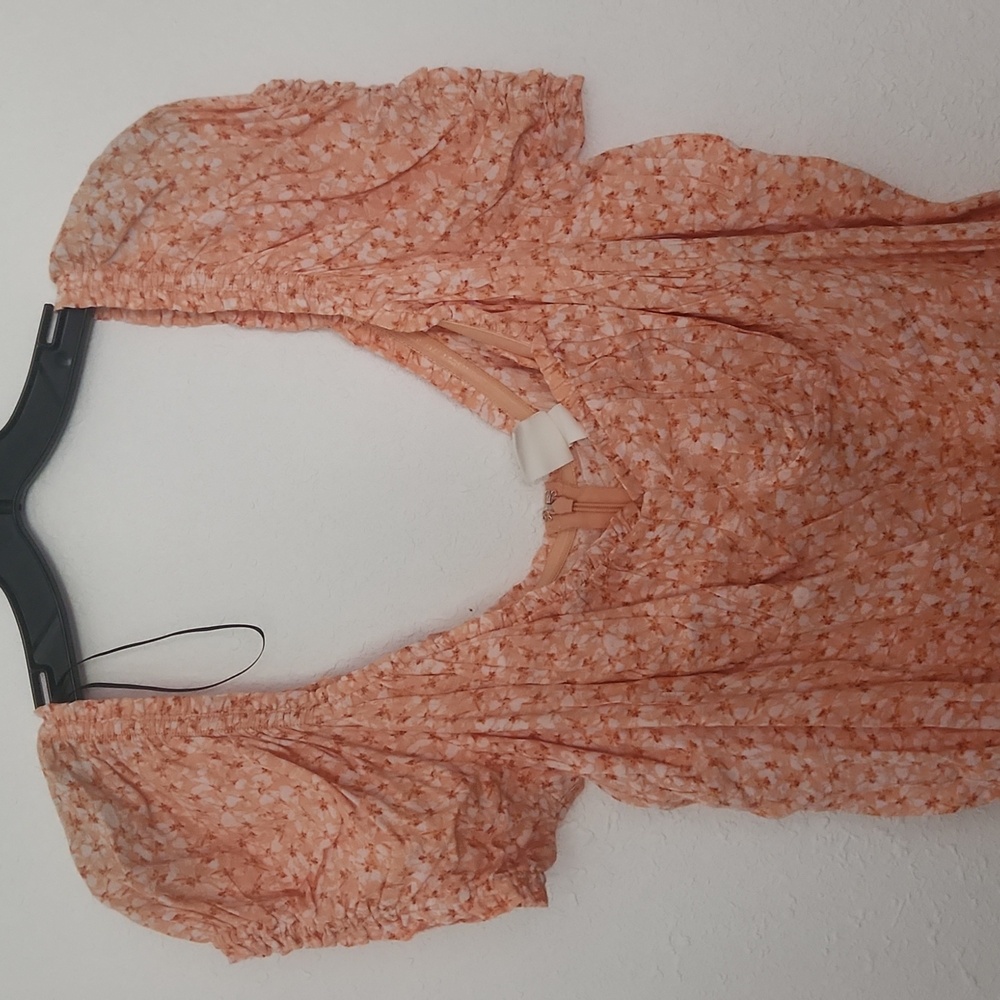 H&M: Off The Shoulder Orange And White Floral Dress - Picture 2 of 8